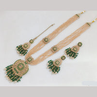 Rajwadi Collection Gold Plated Crystal Stone And Beads Long Necklace Set