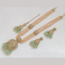 Rajwadi Collection Gold Plated Crystal Stone And Beads Long Necklace Set