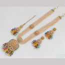 Rajwadi Collection Gold Plated Crystal Stone And Beads Long Necklace Set