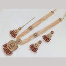 Rajwadi Collection Gold Plated Crystal Stone And Beads Long Necklace Set