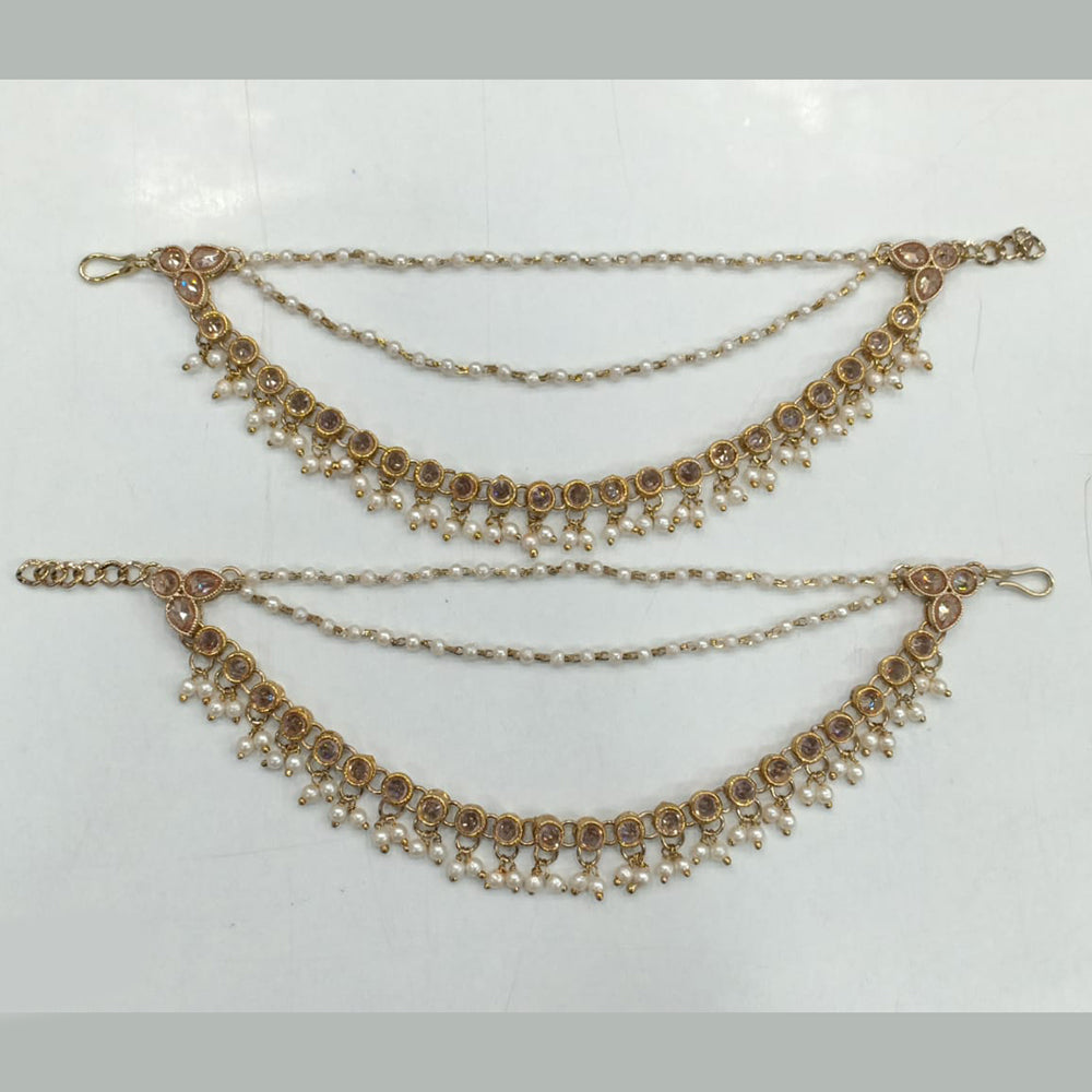 Rajwadi Collection Royal Gold Plated Crytsal And Pearl Kanchain for Weddings & Festivals