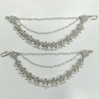 Rajwadi Collection Royal Silver Plated Crytsal And Pearl Kanchain for Weddings & Festivals