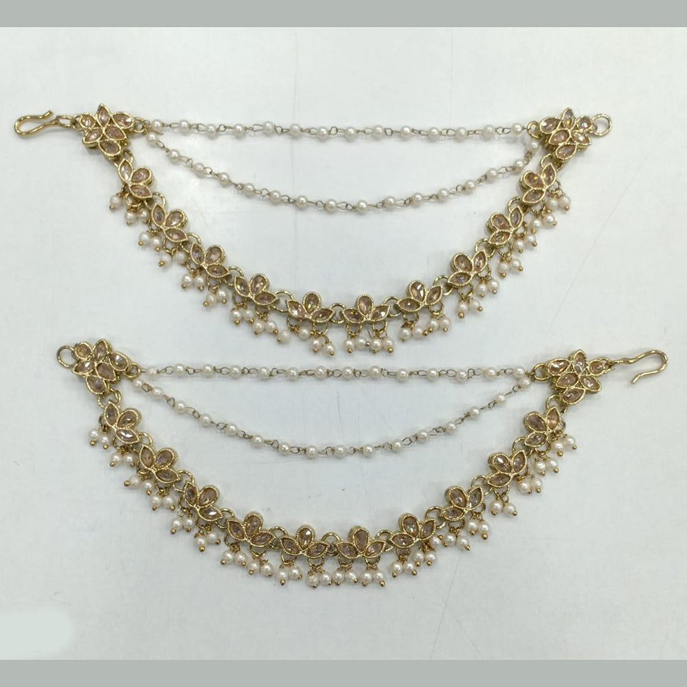 Rajwadi Collection Royal Gold Plated Crytsal And Pearl Kanchain for Weddings & Festivals