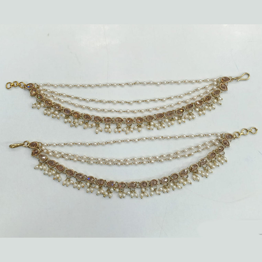 Rajwadi Collection Royal Gold Plated Crytsal And Pearl Kanchain for Weddings & Festivals