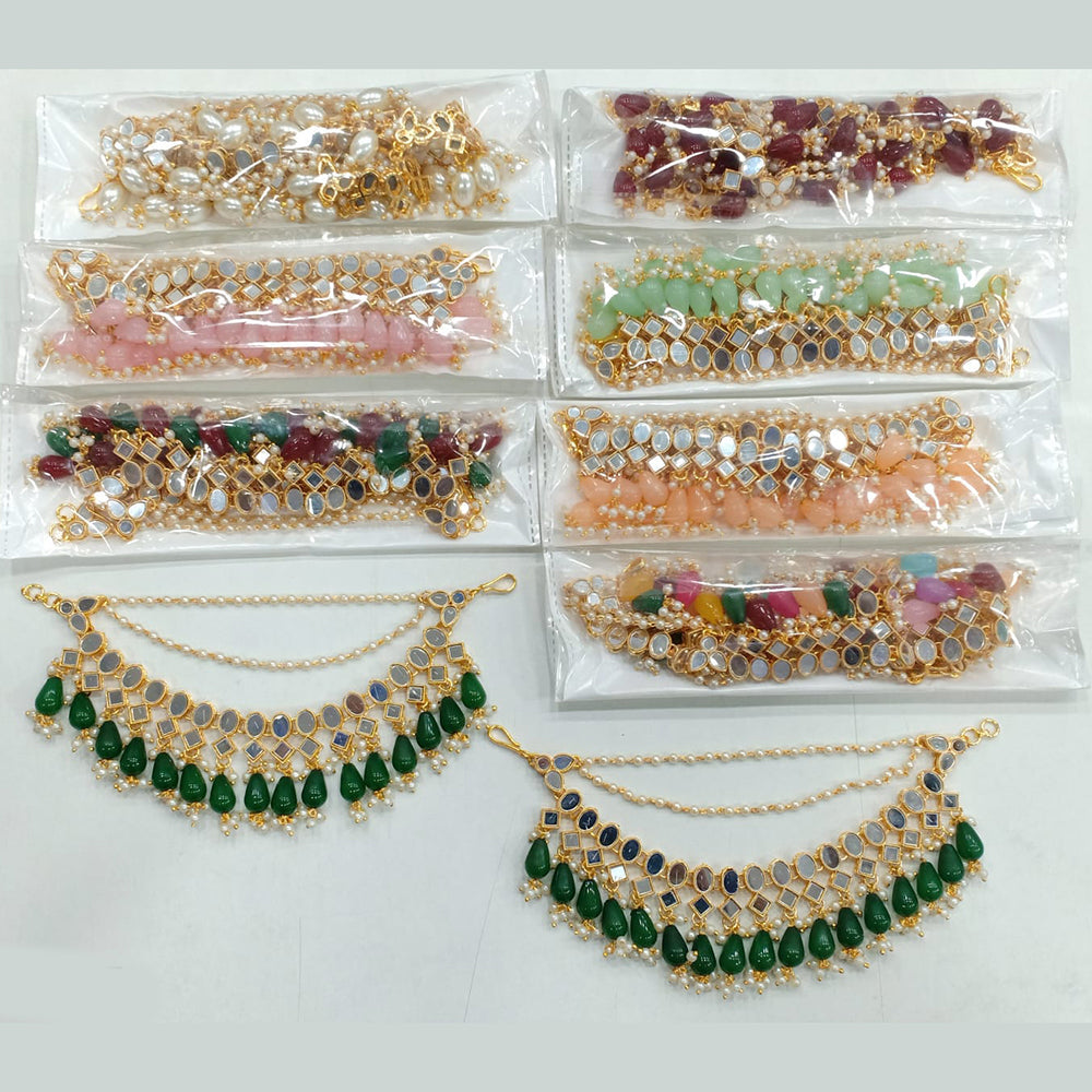 Rajwadi Collection Gold Plated Mirror Stone and Beads Kanchain for Women