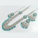 Rajwadi Collection Wedding Silver Plated with Crystals and Beads Long Necklace Set