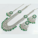 Rajwadi Collection Wedding Silver Plated with Crystals and Beads Long Necklace Set