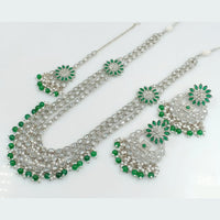 Rajwadi Collection Wedding Silver Plated with Crystals and Beads Long Necklace Set