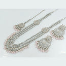 Rajwadi Collection Wedding Silver Plated with Crystals and Beads Long Necklace Set