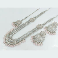 Rajwadi Collection Wedding Silver Plated with Crystals and Beads Long Necklace Set