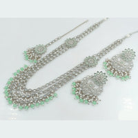 Rajwadi Collection Wedding Silver Plated with Crystals and Beads Long Necklace Set