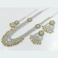 Rajwadi Collection Wedding Silver Plated with Crystals and Beads Long Necklace Set