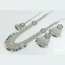Rajwadi Collection Wedding Silver Plated with Crystals and Beads Long Necklace Set