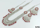 Rajwadi Collection Wedding Silver Plated with Crystals and Beads Long Necklace Set