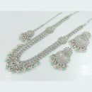 Rajwadi Collection Wedding Silver Plated with Crystals and Beads Long Necklace Set