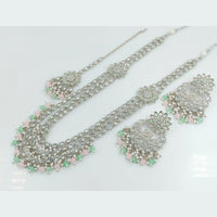 Rajwadi Collection Wedding Silver Plated with Crystals and Beads Long Necklace Set