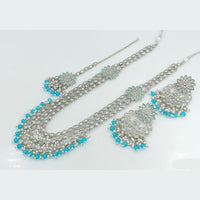 Rajwadi Collection Wedding Silver Plated with Crystals and Beads Long Necklace Set