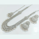 Rajwadi Collection Wedding Silver Plated with Crystals and Beads Long Necklace Set