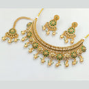 Rajwadi Collection Gold PlatedTraditional Kundan Stone & Pearl Choker Necklace Set