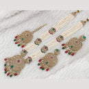 Rajwadi Collection Gold Plated Crystal Stone Pearl And Beads Long Necklace Set