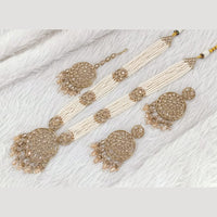 Rajwadi Collection Gold Plated Crystal Stone Pearl And Beads Long Necklace Set