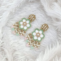 Rajwadi Collection Gold Plated Pota Stone Pearl And Beads Dangler Earrings