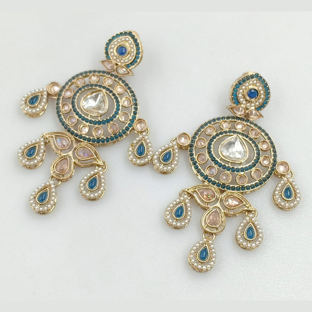 Rajwadi Collection Gold Plated Crystal Stone And Pearl Dangler Earrings