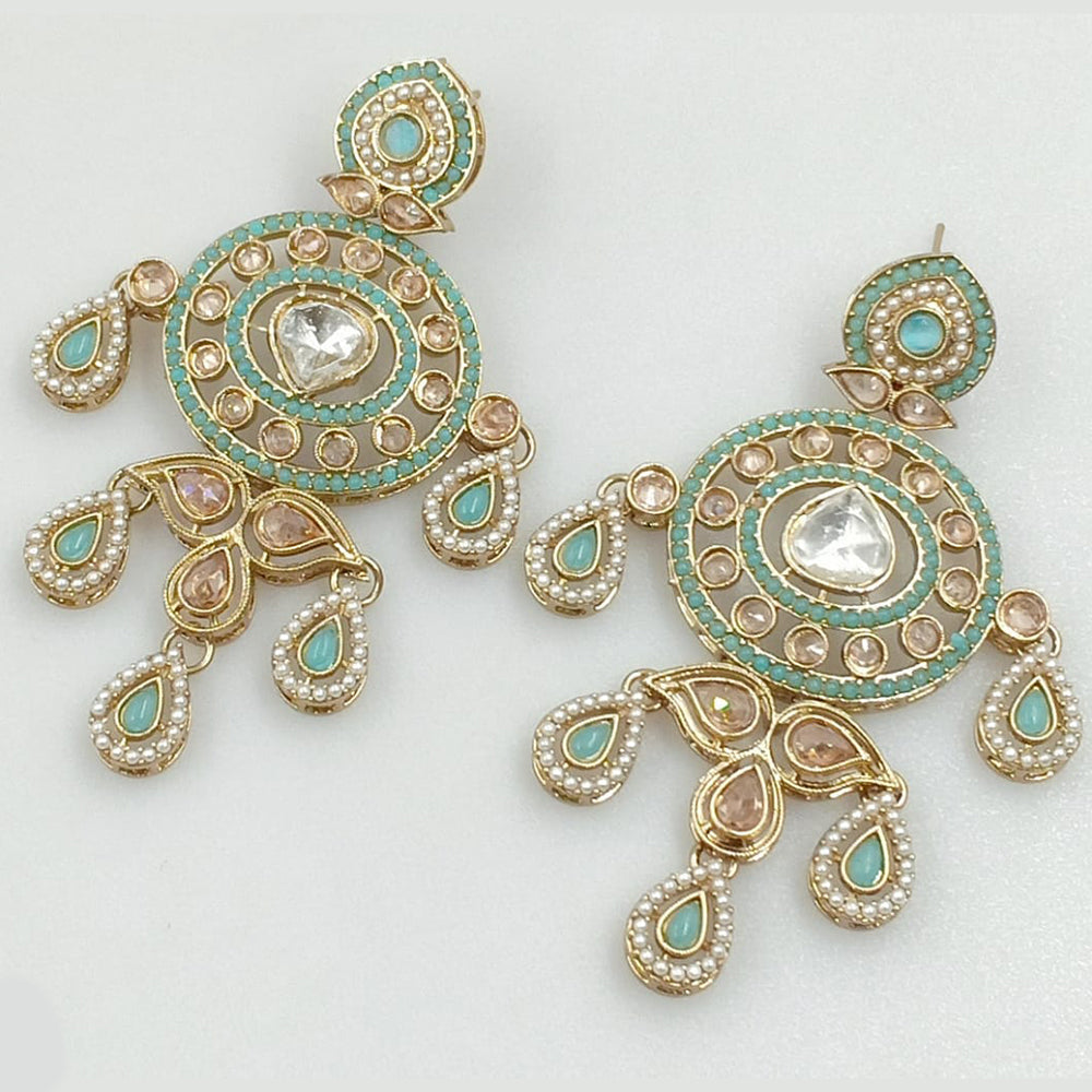 Rajwadi Collection Gold Plated Crystal Stone And Pearl Dangler Earrings