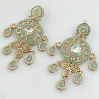 Rajwadi Collection Gold Plated Crystal Stone And Pearl Dangler Earrings