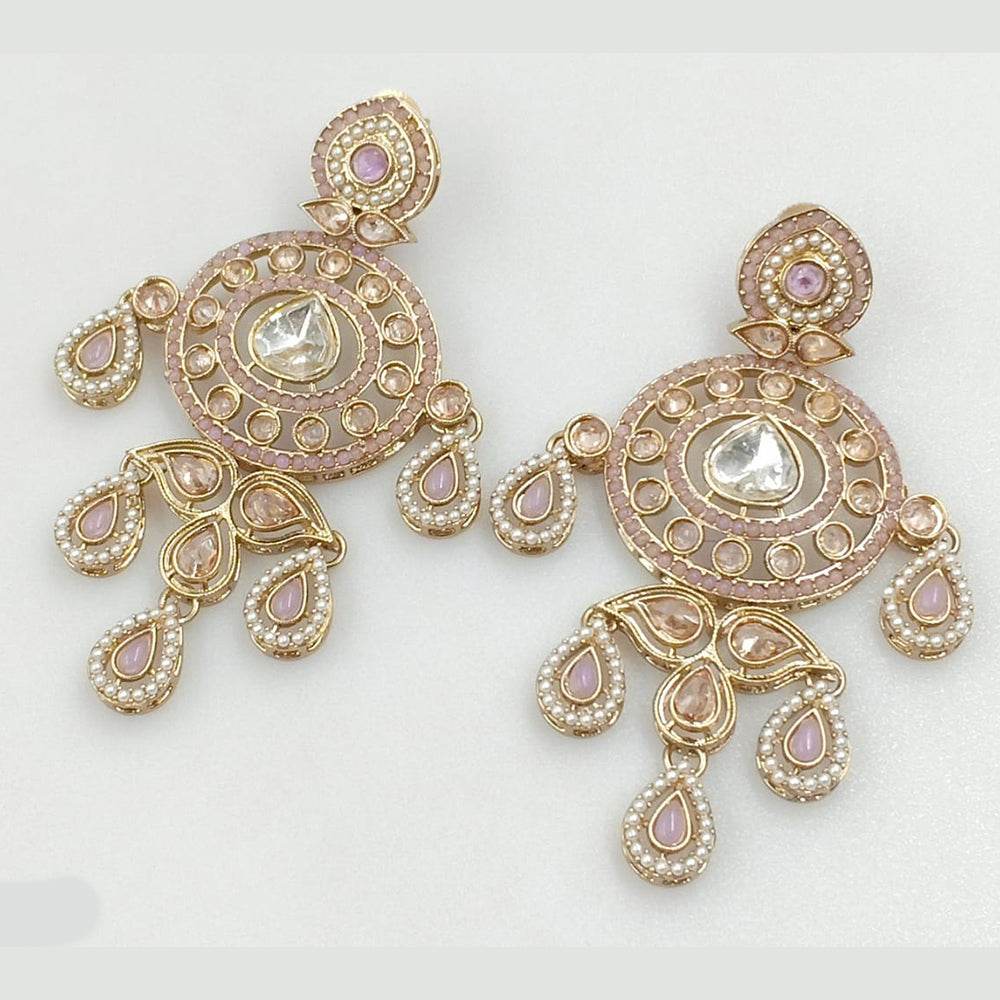 Rajwadi Collection Gold Plated Crystal Stone And Pearl Dangler Earrings