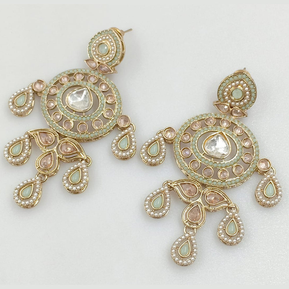 Rajwadi Collection Gold Plated Crystal Stone And Pearl Dangler Earrings
