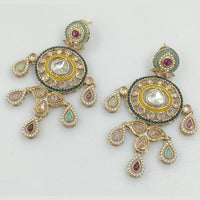 Rajwadi Collection Gold Plated Crystal Stone And Pearl Dangler Earrings