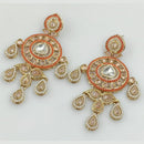 Rajwadi Collection Gold Plated Crystal Stone And Pearl Dangler Earrings