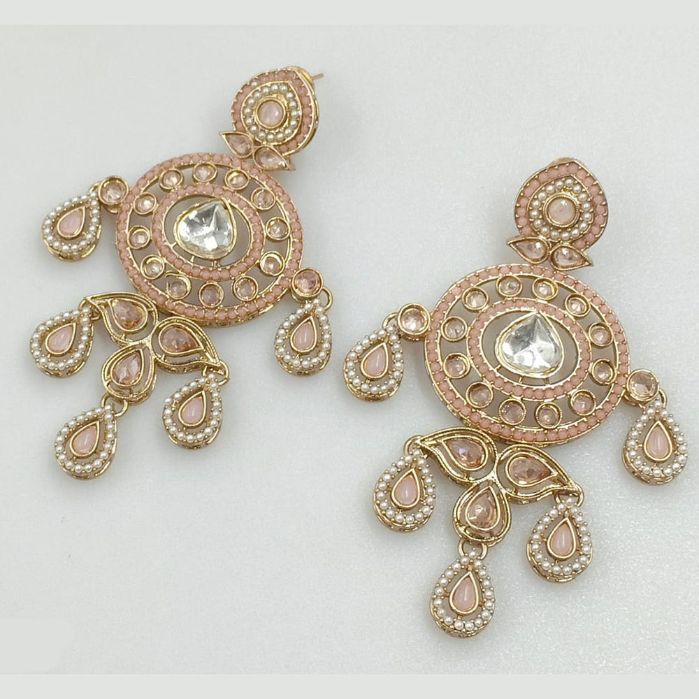 Rajwadi Collection Gold Plated Crystal Stone And Pearl Dangler Earrings