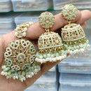 Rajwadi Collection Gold Plated Crystal Stone Pearl And Beads Earrings With Mangtikka