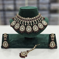 Rajwadi Collection Gold Plated Kundan And Beads Choker Necklace Set