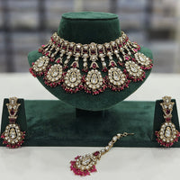 Rajwadi Collection Gold Plated Kundan And Beads Choker Necklace Set