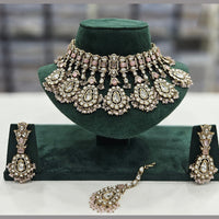 Rajwadi Collection Gold Plated Kundan And Beads Choker Necklace Set