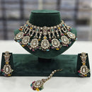 Rajwadi Collection Gold Plated Kundan And Beads Choker Necklace Set