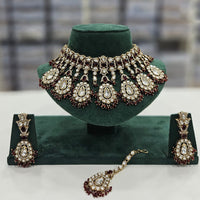 Rajwadi Collection Gold Plated Kundan And Beads Choker Necklace Set