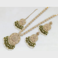 Rajwadi Collection Gold Plated Crystal Stone Pearl And Beads Long Necklace Set