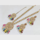 Rajwadi Collection Gold Plated Crystal Stone Pearl And Beads Long Necklace Set