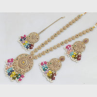Rajwadi Collection Gold Plated Crystal Stone Pearl And Beads Long Necklace Set