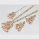 Rajwadi Collection Gold Plated Crystal Stone Pearl And Beads Long Necklace Set