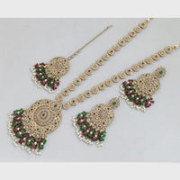 Rajwadi Collection Gold Plated Crystal Stone Pearl And Beads Long Necklace Set