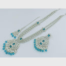Rajwadi Collection Silver Plated Crystal Stone And Beads Long Necklace Set