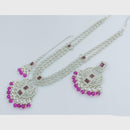 Rajwadi Collection Silver Plated Crystal Stone And Beads Long Necklace Set