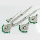 Rajwadi Collection Silver Plated Crystal Stone And Beads Long Necklace Set