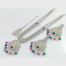 Rajwadi Collection Silver Plated Crystal Stone And Beads Long Necklace Set