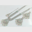 Rajwadi Collection Silver Plated Crystal Stone And Beads Long Necklace Set